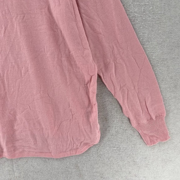 Madewell Sweater LARGE Merino Wool Blend Pullover Hi low Long‎ Sleeve Scoop Pink - Picture 7 of 13